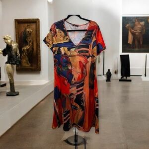 🥂Noracora Vibrant Abstract Midi Dress🥂